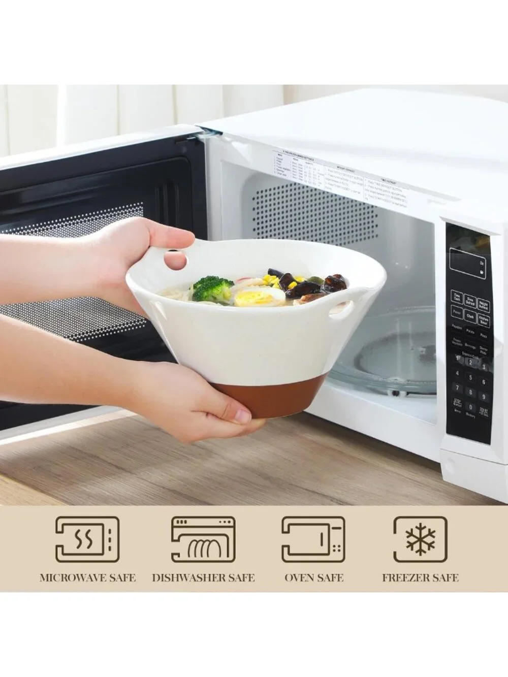 Ceramic Ramen Bowl Set with Wooden Spoon & Chopsticks – Microwave & Oven Safe